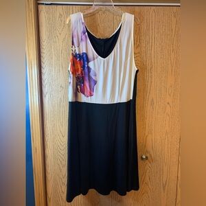 Isabel & Alice Colorblock Floral Sleeveless Shift Midi Dress NWOT
